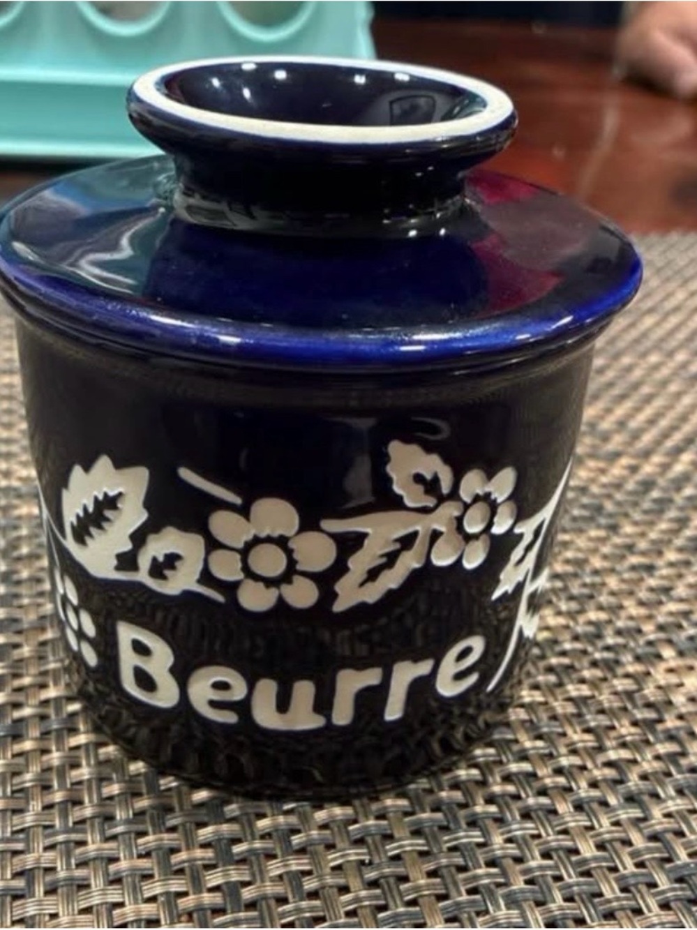 Blue 'Beurre' Floral Butter Crock